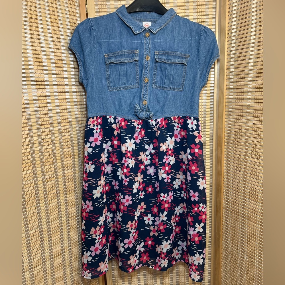 Juniors/ Youth Denim Jean Floral/ Flower Dress